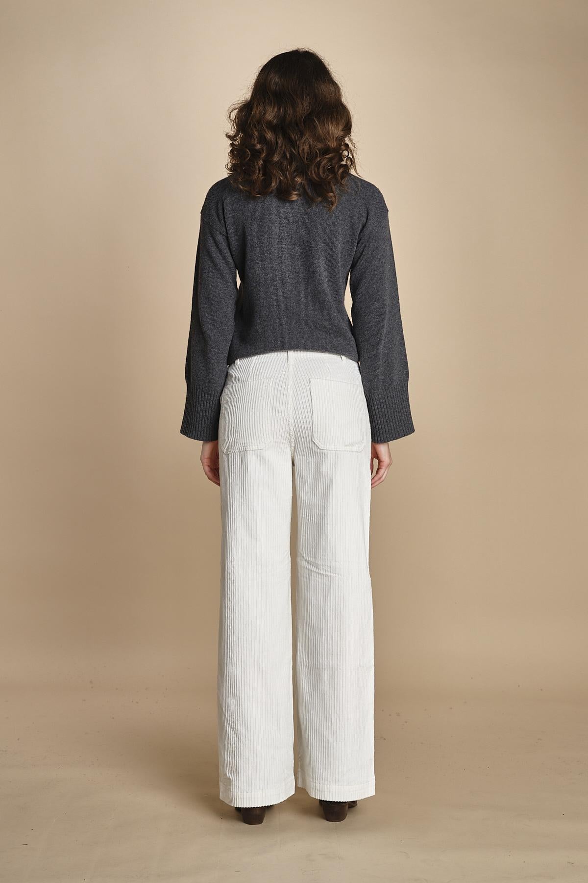 pantalone a zampa con taschine FAUVE WX WHITE fam 