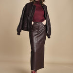 LISANNE gonna longuette in pelle LISANNE  IO118050 RE401 ivy oak 