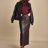 LISANNE gonna longuette in pelle LISANNE  IO118050 RE401 ivy oak 