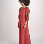 pantalone in seta over BE25252 RUST benaras soleil 
