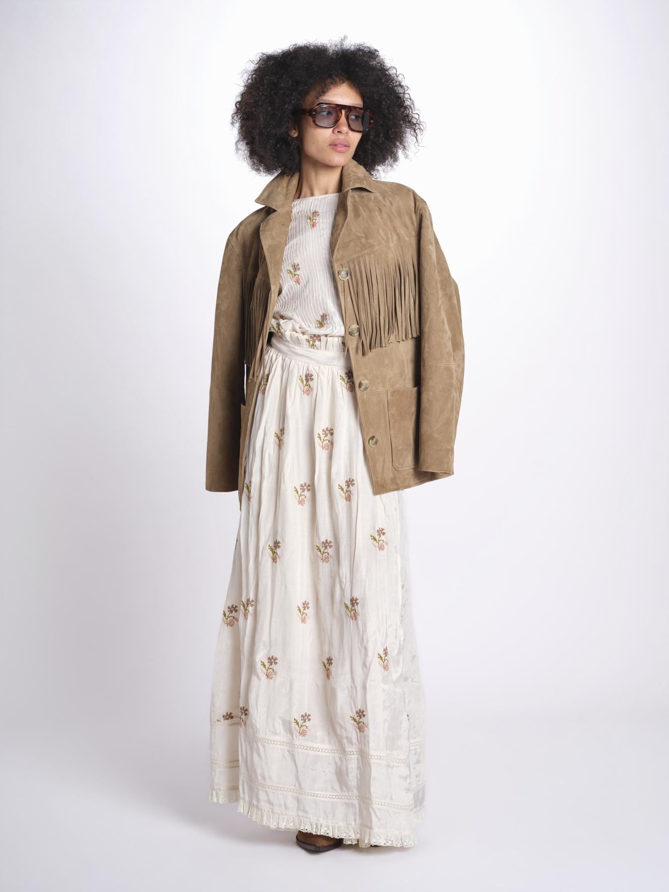 gonna lunga con ricamo a fiorellini ROSA LVSSS2026500 BEIGE lug von siga 