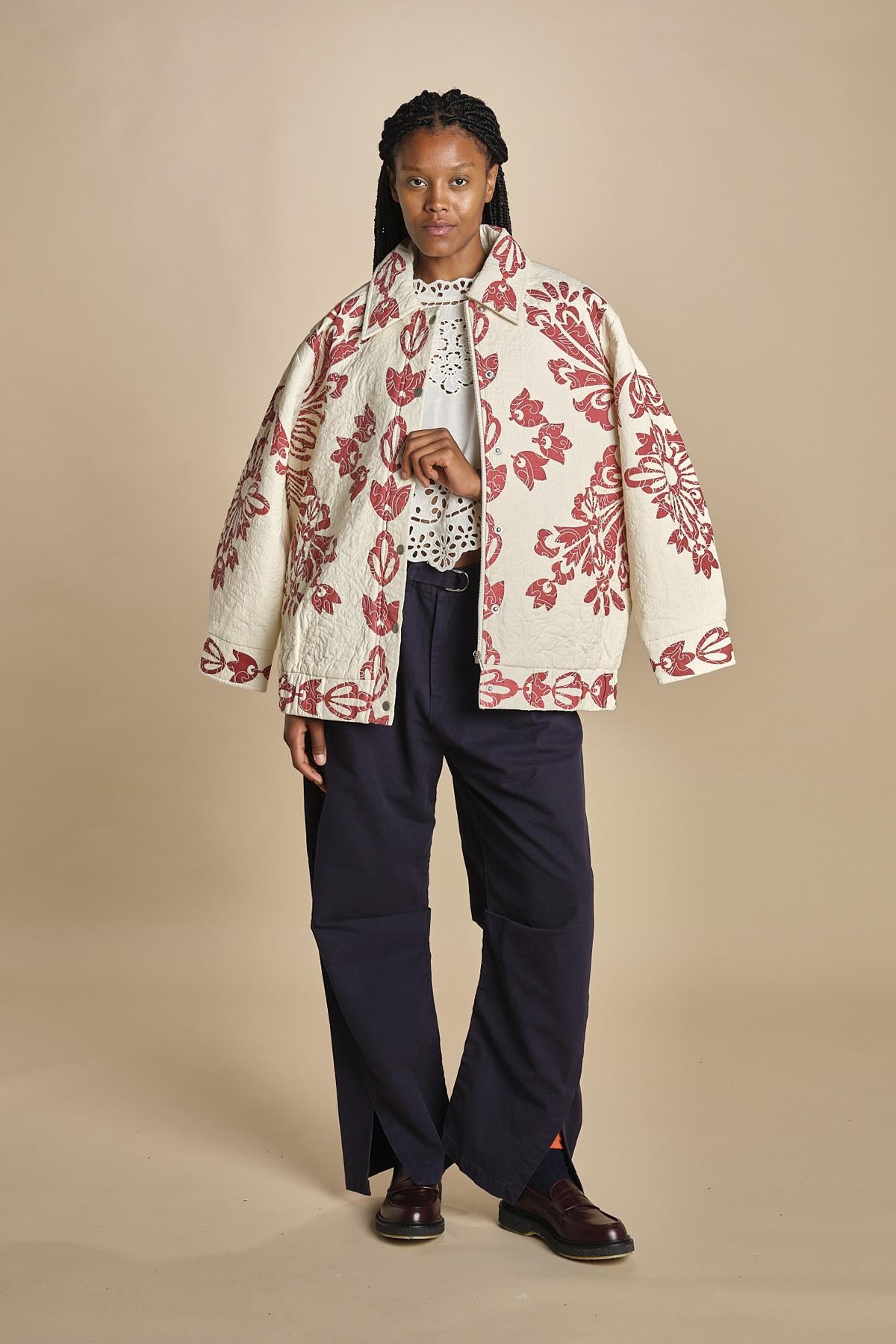 camicia girocollo con fiori intarsiati. LULA 016 WHITE sea ny 