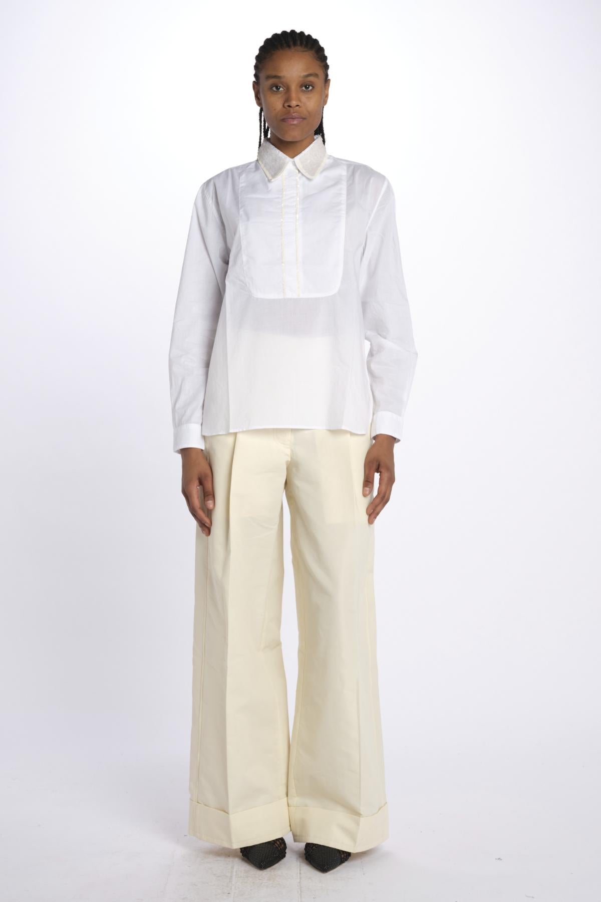 camicia con colletto in pailletes BE24552 WHITE milaura 