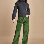 pantalone a zampa con taschine FAUVE WX GREEN fam 