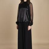 camicia raso e chiffon LISBONA BLACK crida 