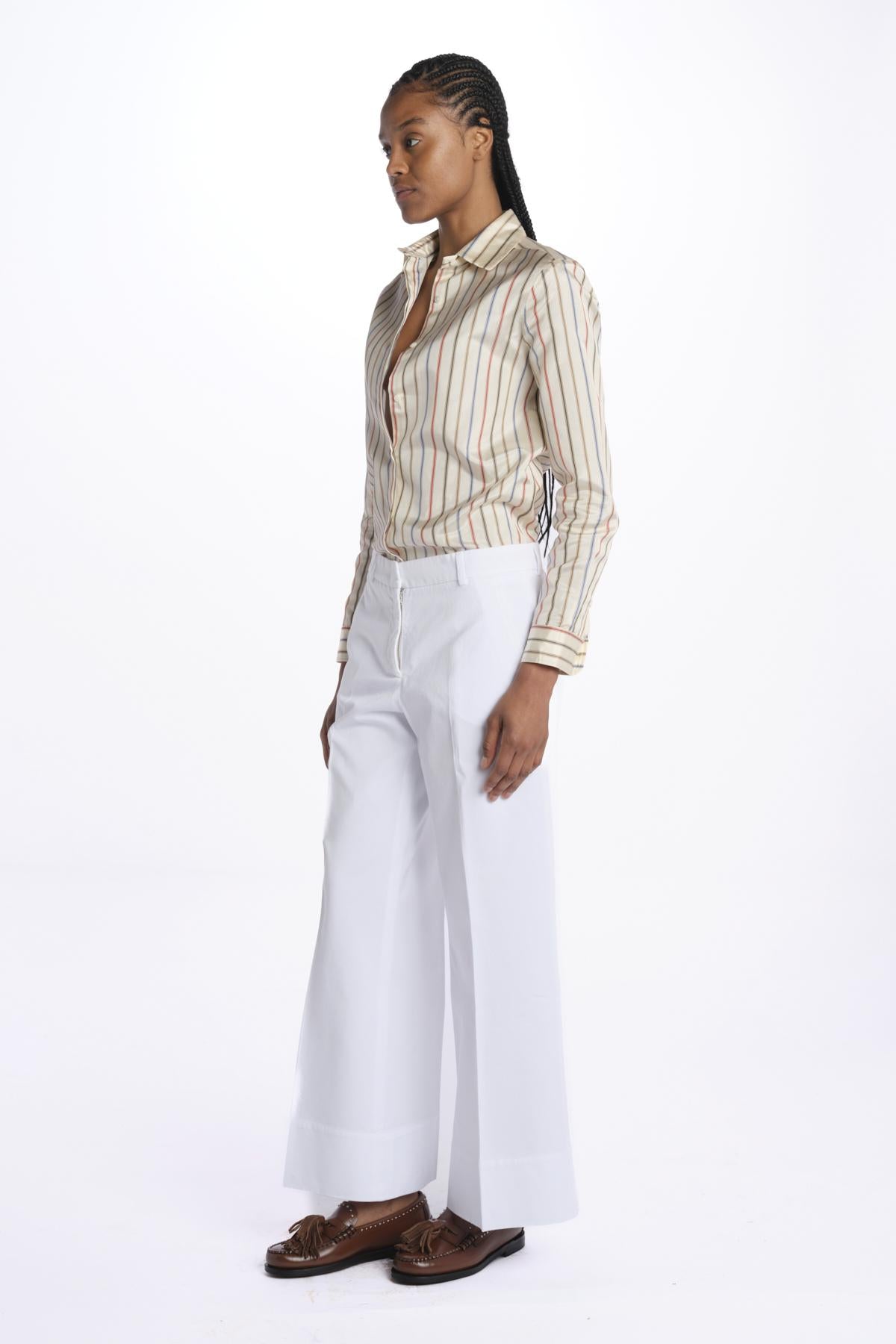 Pantalone MELODY D cropped cotone tinto capo MELODYD408801 14 quelledue 