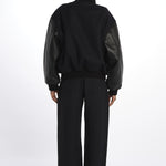 Bomber panno con maniche in pelle ALPH753 DARKESTNAVY studio nicholson 