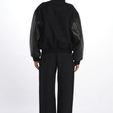 Bomber panno con maniche in pelle ALPH753 DARKESTNAVY studio nicholson 