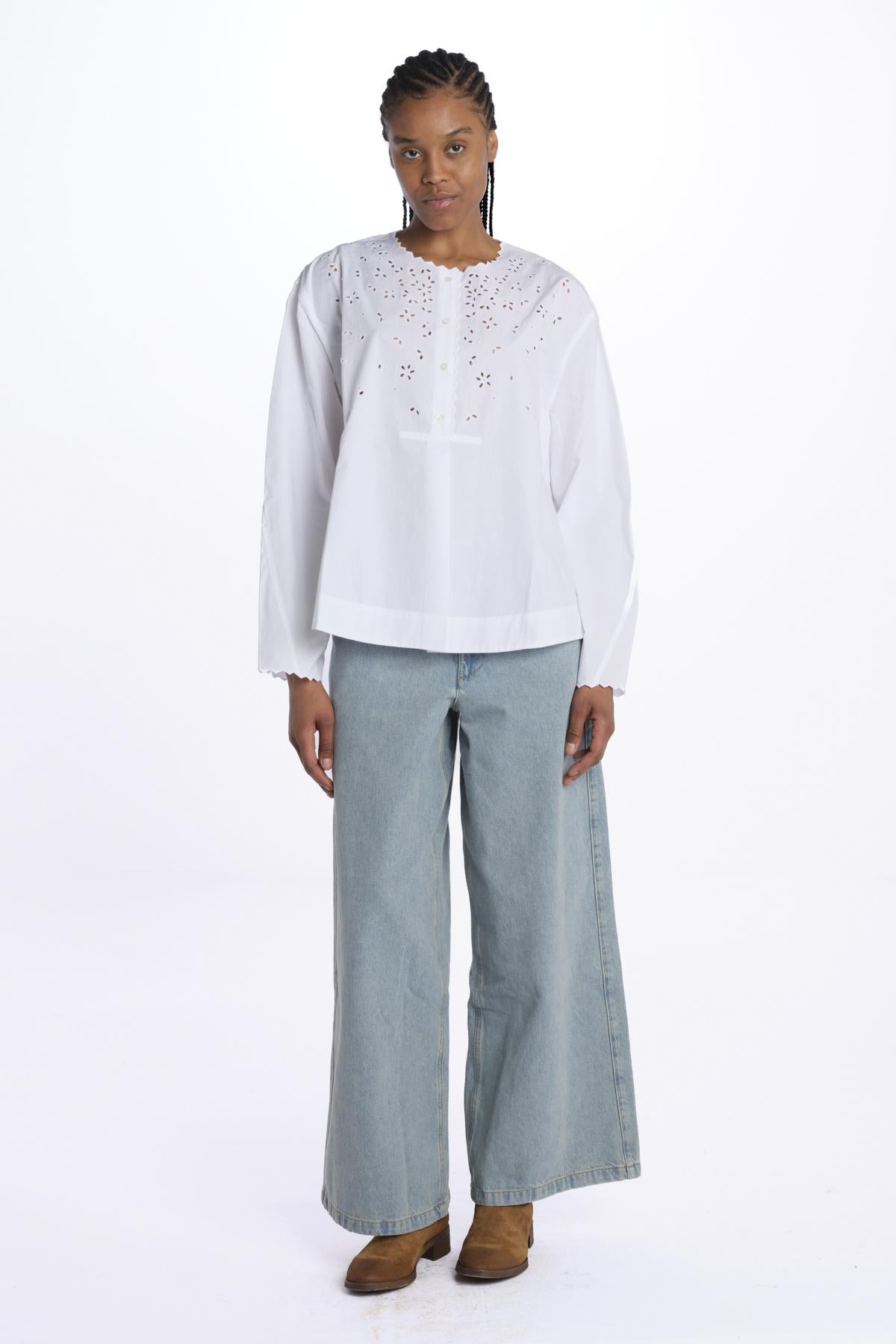 DESTINEE camicia girocollo sangallo CHE1645DESTINEE BLA0125S soeur 