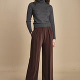 pantalone con pinces 15P008PL022 P157 DARK BROWN ines de la fressange 