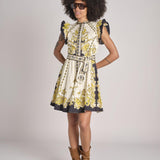 miniabito stampato BARONESSA PAPYRUS.GOLD.BLACK scarlett poppies 