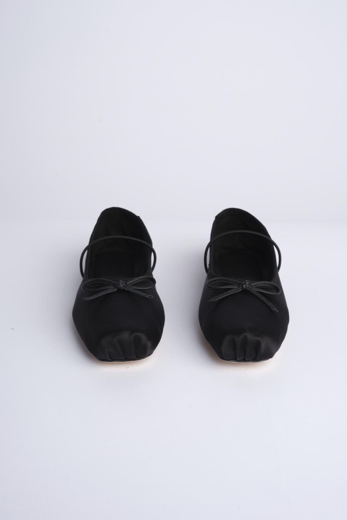 MIGNON ballerina in raso con punta quadrata F846SE1 BLK studio AMELIA 