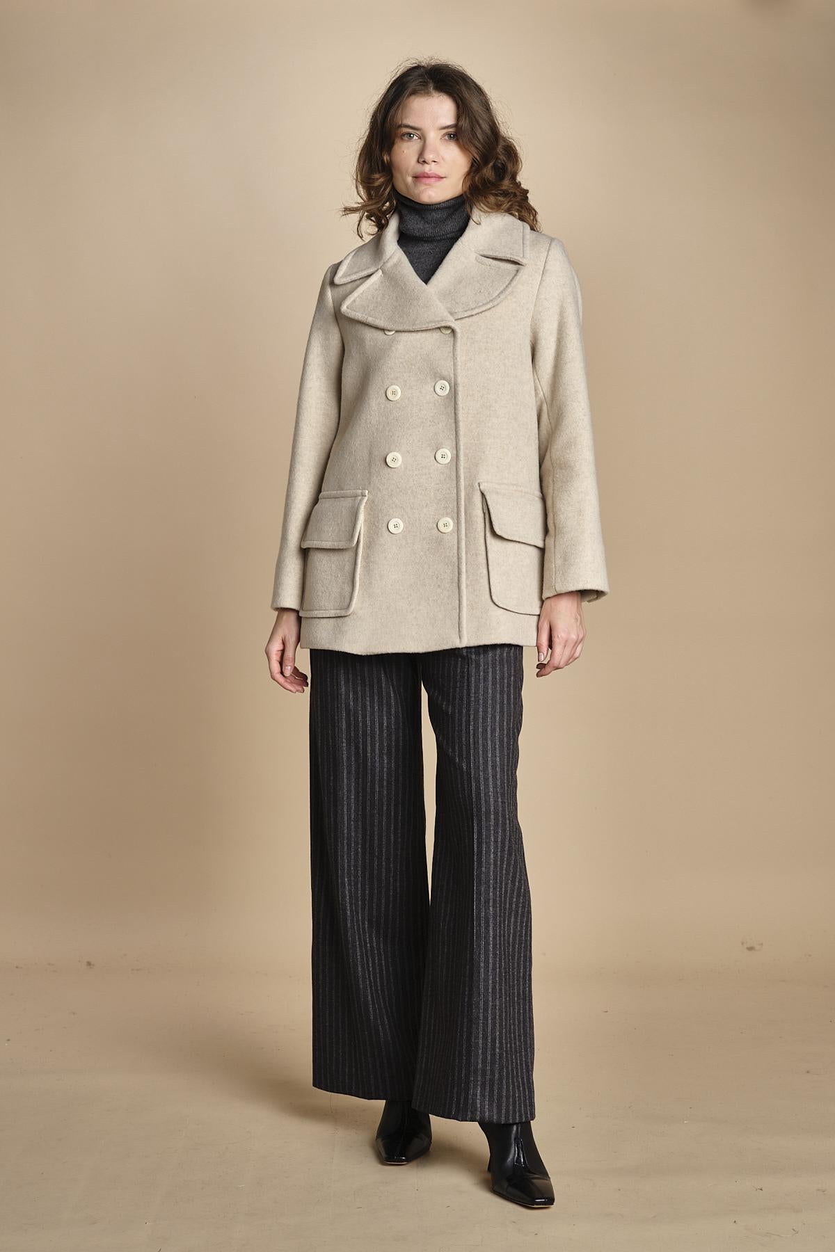 peacoau doppiopetto 15M005WO024 P120 CREAM ines de la fressange 
