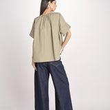 camicia in popeline manica corta EDUCATA 2615111172600 025 VERDE OLIVA weekend maxmara 