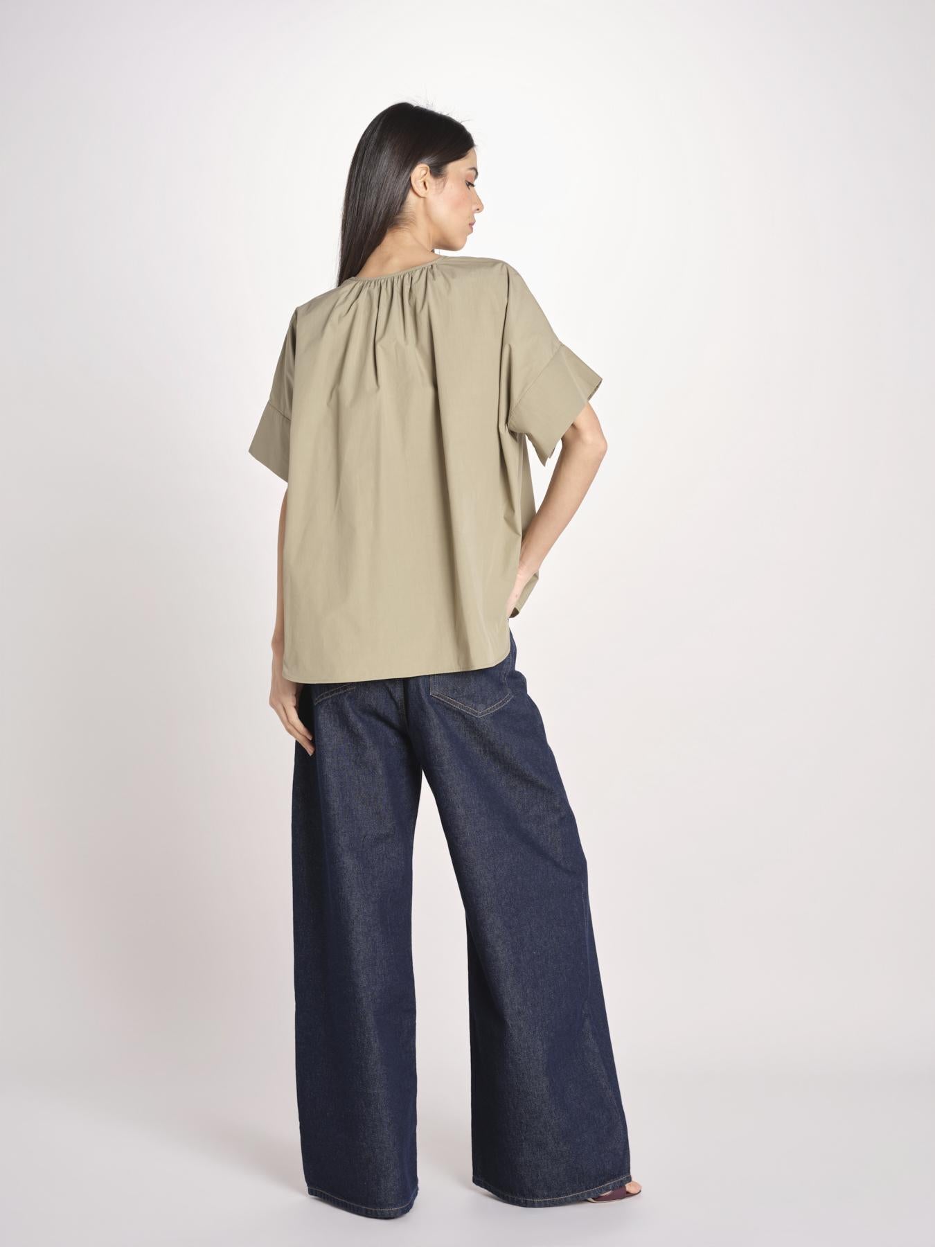 camicia in popeline manica corta EDUCATA 2615111172600 025 VERDE OLIVA weekend maxmara 