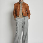 giacca in pelle beige GRANT MARRONE masscob 