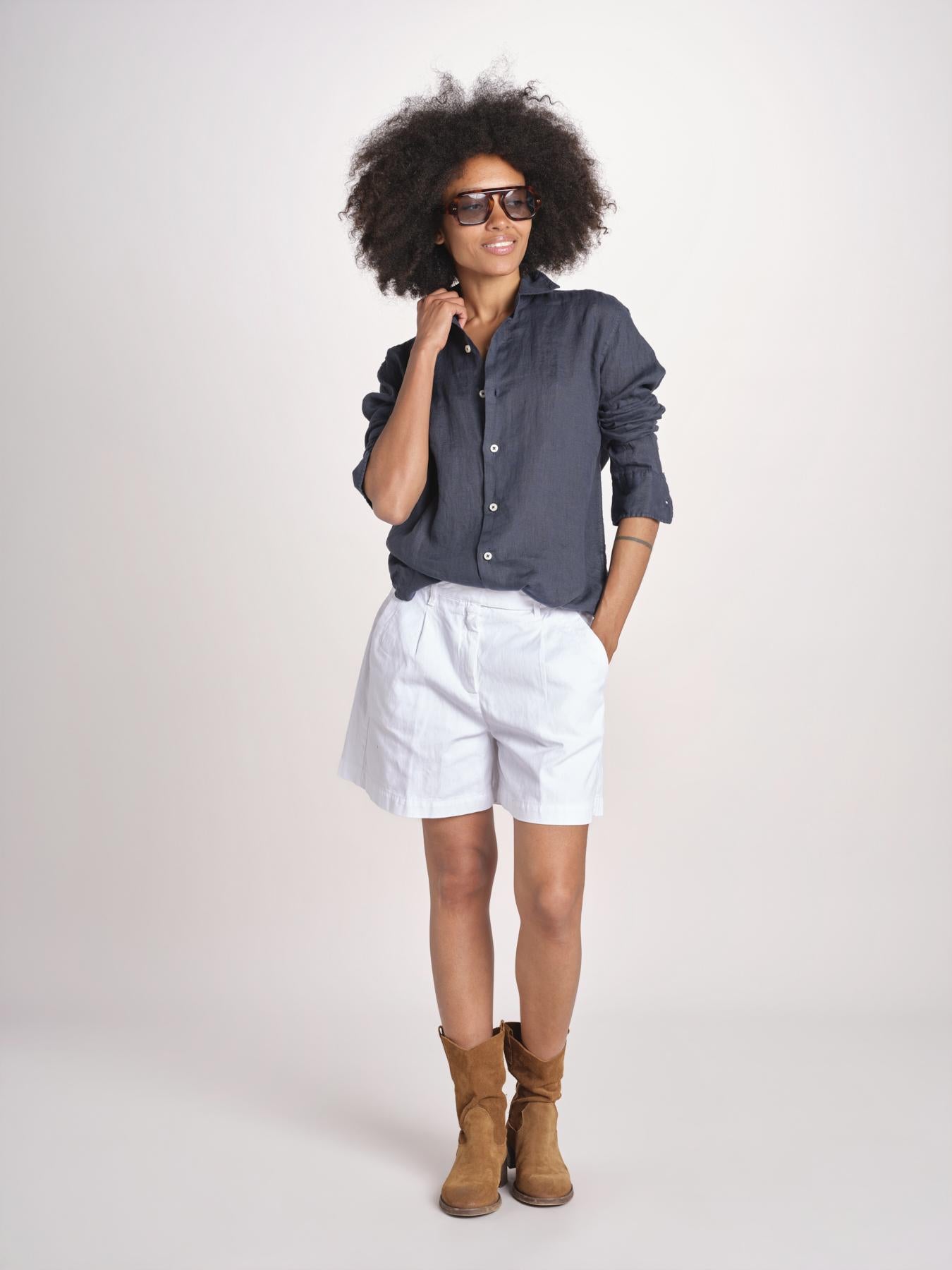 Camicia maschile in lino M012 38 BLU milaura 