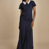 t-shirt con colletto ricamato F07141571101 BLU n21 
