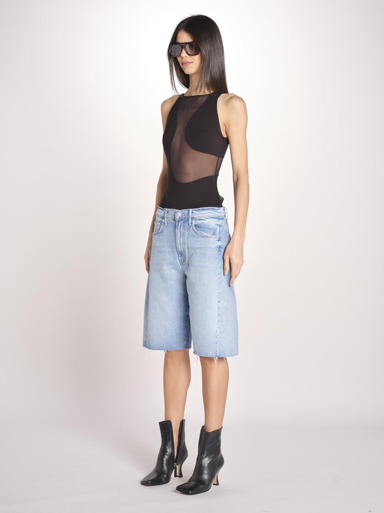 body trasparente asimmetrico FRONT ROW NERO undress code 