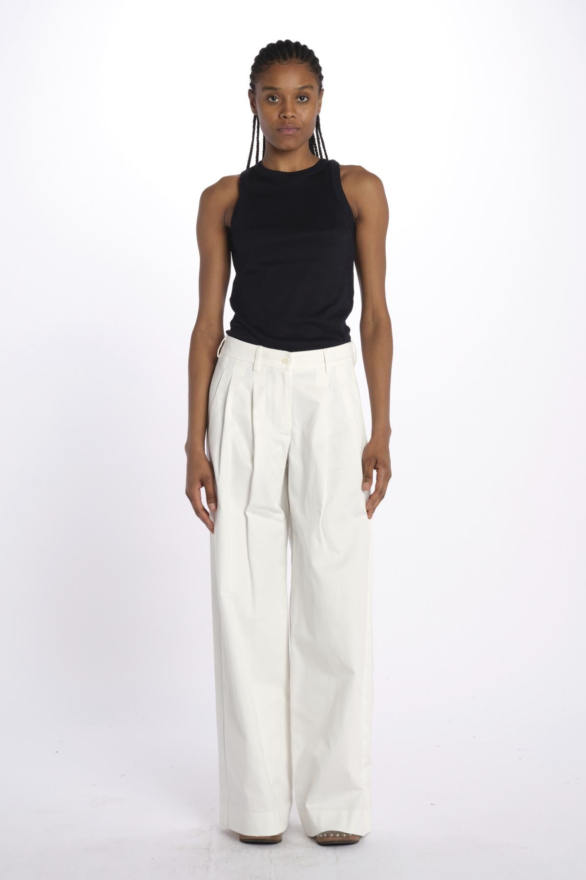 Pantaloni con pences KATHERINE PANT WHITE jejia 