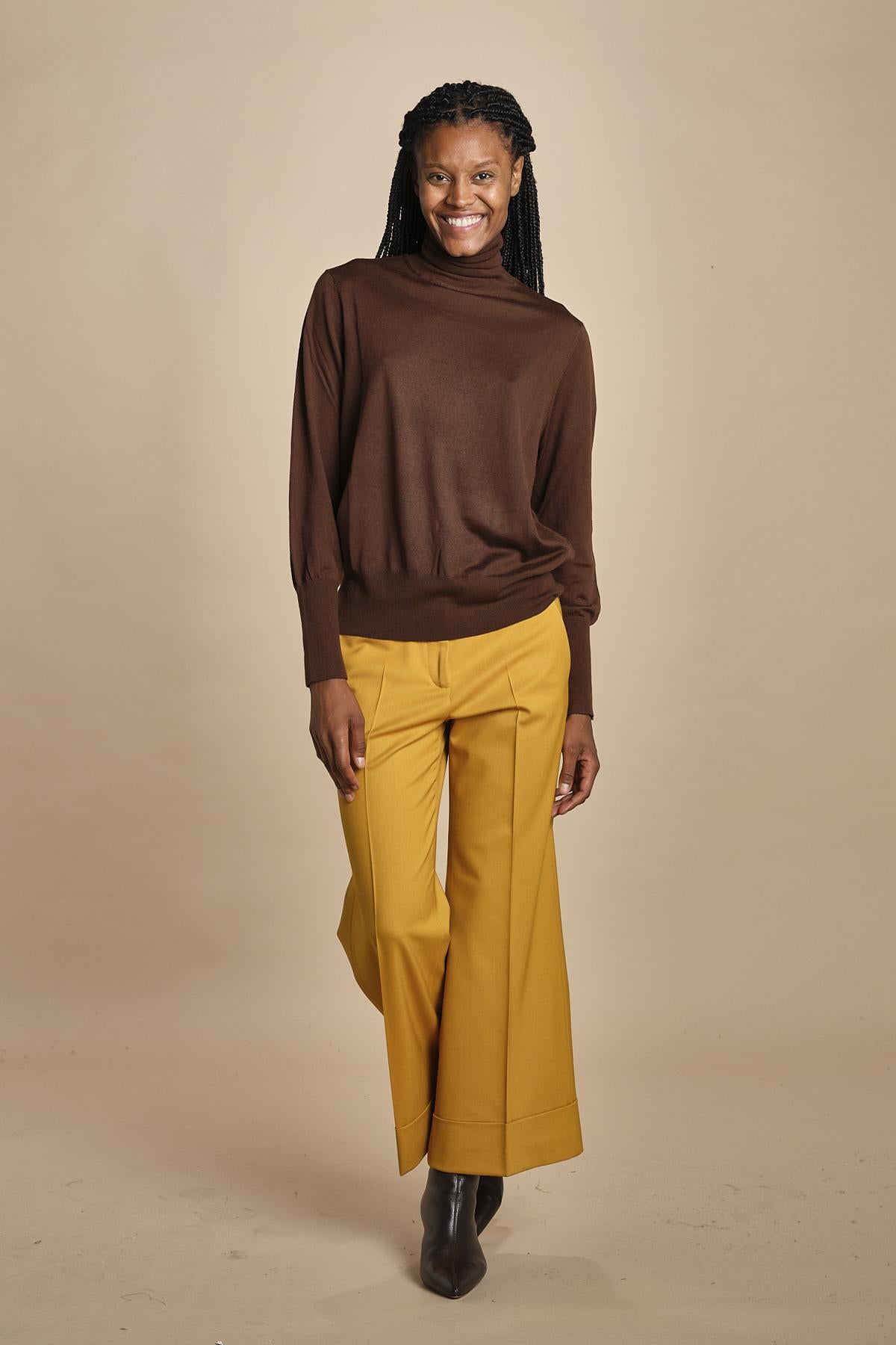 pantalone cropped con risvolto in gabardina MELODIA 652339 45 quelledue 