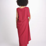 abito in lino con drappeggio U1620L ROSSO dusan 
