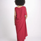 abito in lino con drappeggio U1620L ROSSO dusan 