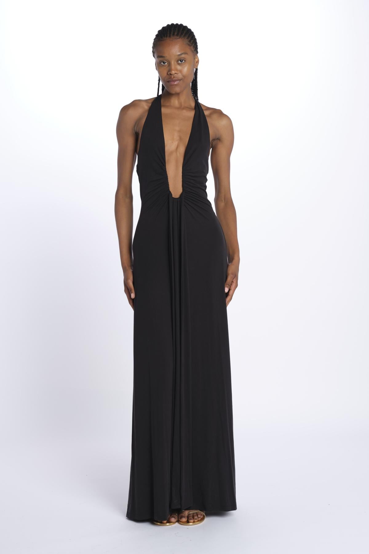 Abito JENNIFER lungo jersey scollato. DR098 BL BLACK misha 