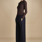pantalone con elastico in punto milano PENSIL BLU NAVY true avenue 