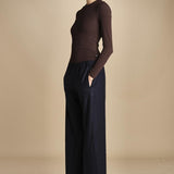 pantalone con elastico in punto milano PENSIL BLU NAVY true avenue 