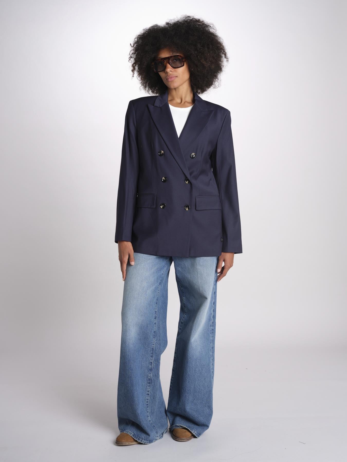 ZINIA blazer doppiopetto in fresco di lana ZINIA COOL WOOL BLU true avenue 