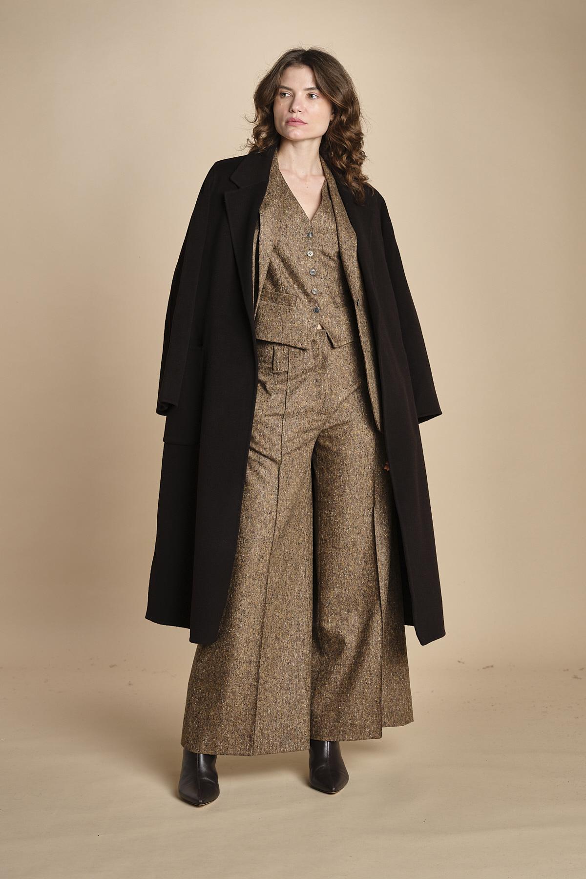 pantalone over con nervature in occhio di pernice ORIANA 540932 19 quelledue 