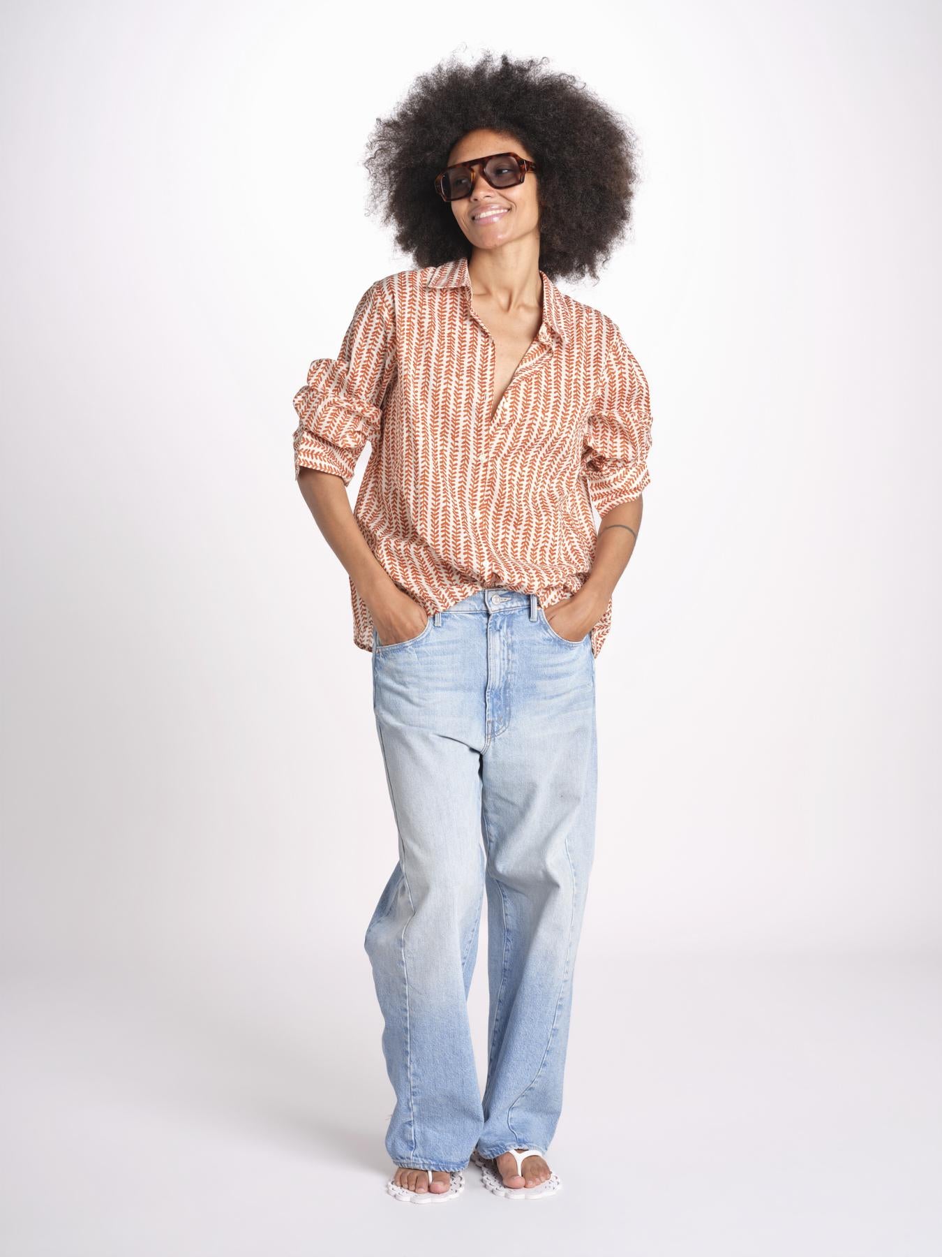 camicia stampa spina VT6248 ORANGE zen ethic 
