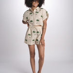 short cocco più palme BE25125 BEIGE GREEN benaras soleil 