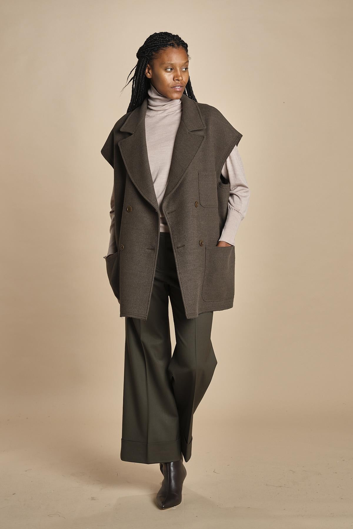 pantalone cropped con risvolto in gabardina MELODIA 652339 44 quelledue 