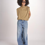 blousa con arriccio TSH0737IDRIS BEIGE VERT BEI4723S soeur 