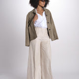 pantalone largo con nervature in lino ORIANA 540 50043 712 BEIGE quelledue 