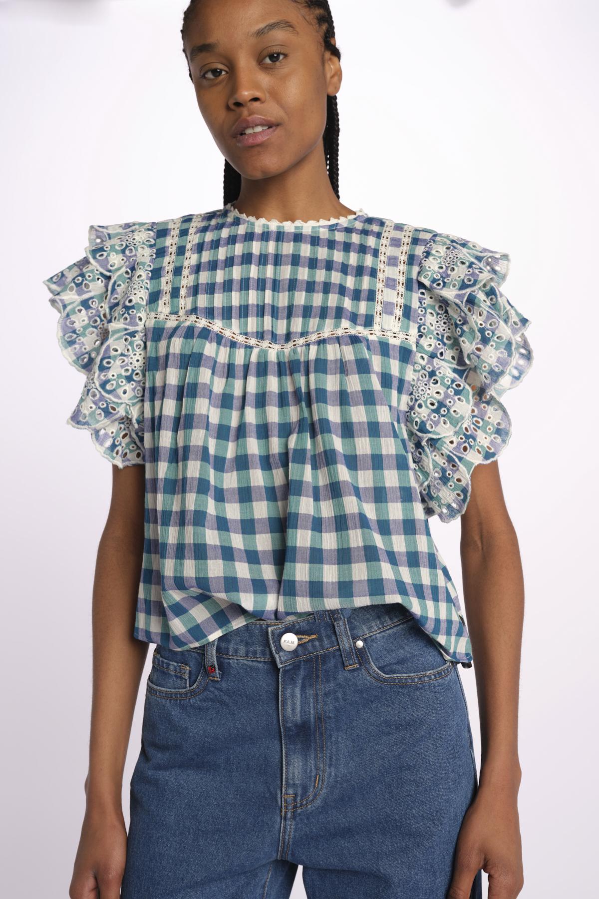 HUDALLA51 camicia  check con maniche a sbuffo HUDALLA51 C1365 bellerose 