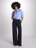 camicia con collo guru manica lunga