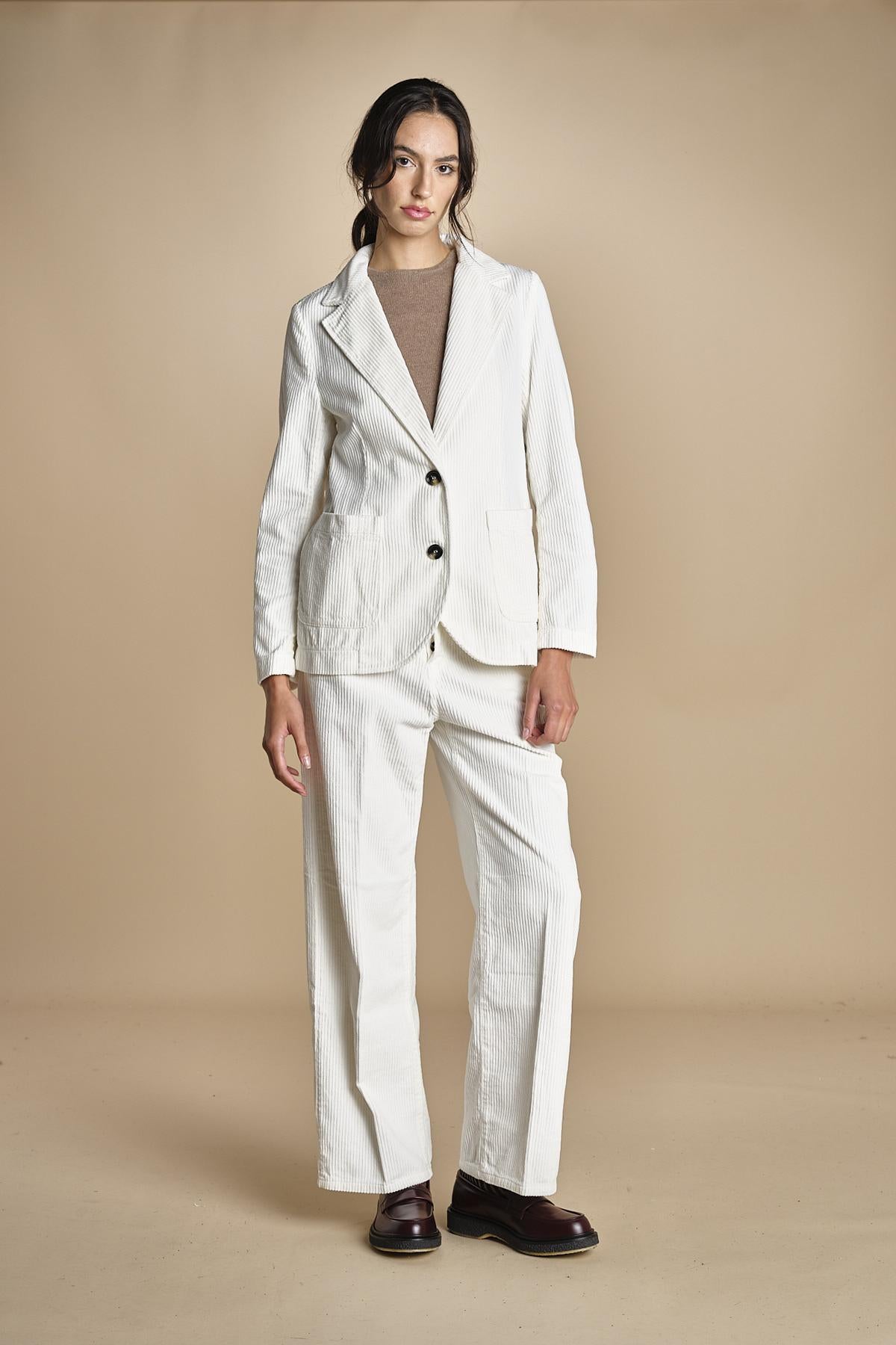 pantalone in velluto cropped ZELDA IVORY true avenue 