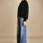 maglia girocollo over CLAUDIA GIROCOLLO NERO_CAMMELLO tenne' 