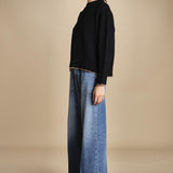 maglia girocollo over CLAUDIA GIROCOLLO NERO_CAMMELLO tenne' 