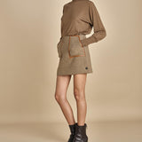 gonna con bordo in pelle ANDINE TAUPE malina 