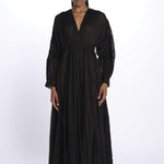 IBIZA maxi abito con scollo e maniche lunghe IBIZA NOIR laraethnics 