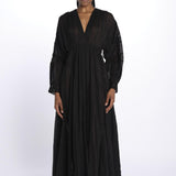 IBIZA maxi abito con scollo e maniche lunghe IBIZA NOIR laraethnics 