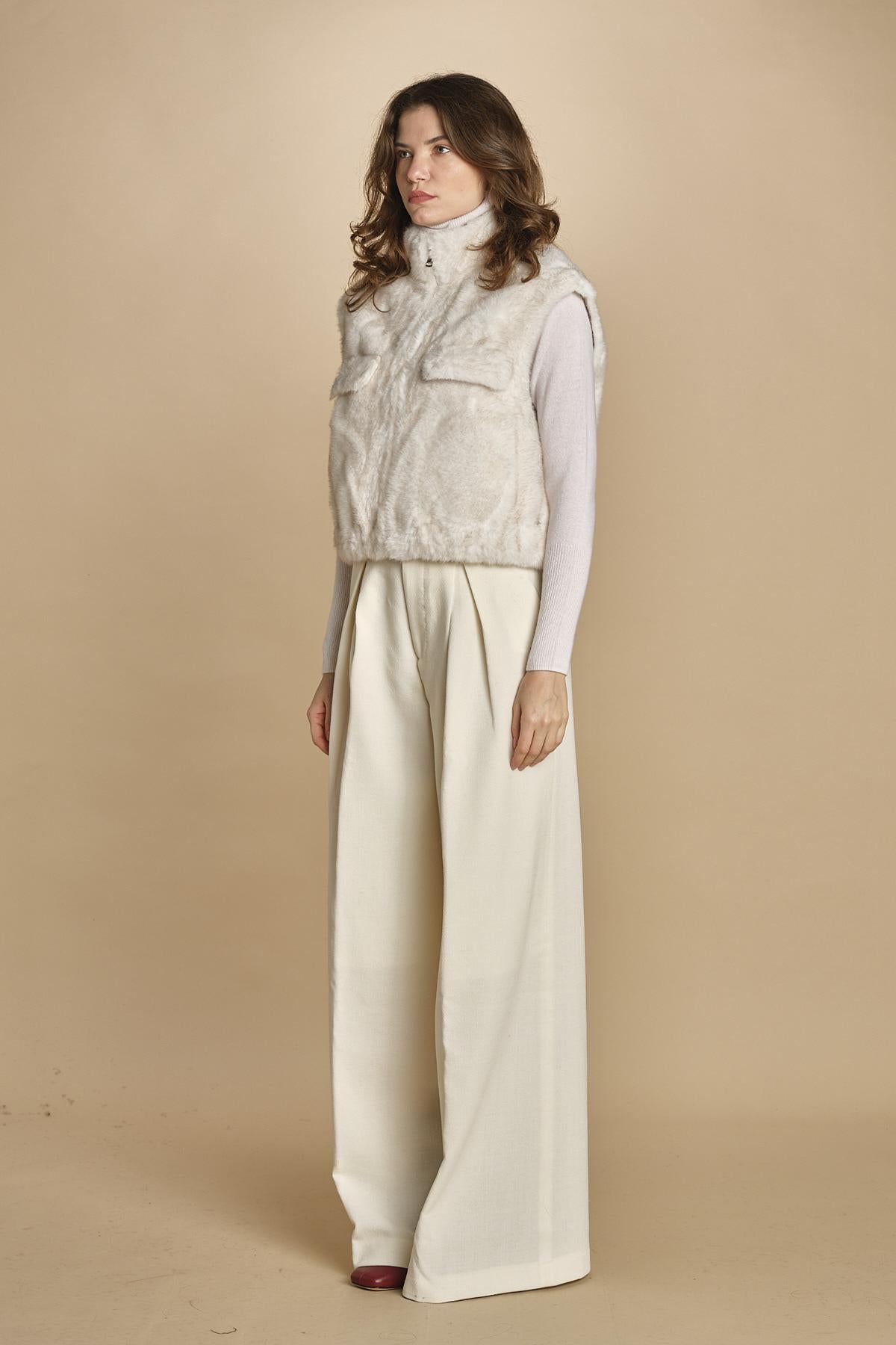 gilet in ecofur. GABI ECRU giovanni paris 