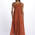 PALOMA abito lungo con balze e spalline sottili PALOMA RUST laraethnics 