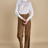 pantalone in camoscio FELISE CARAMEL malina 