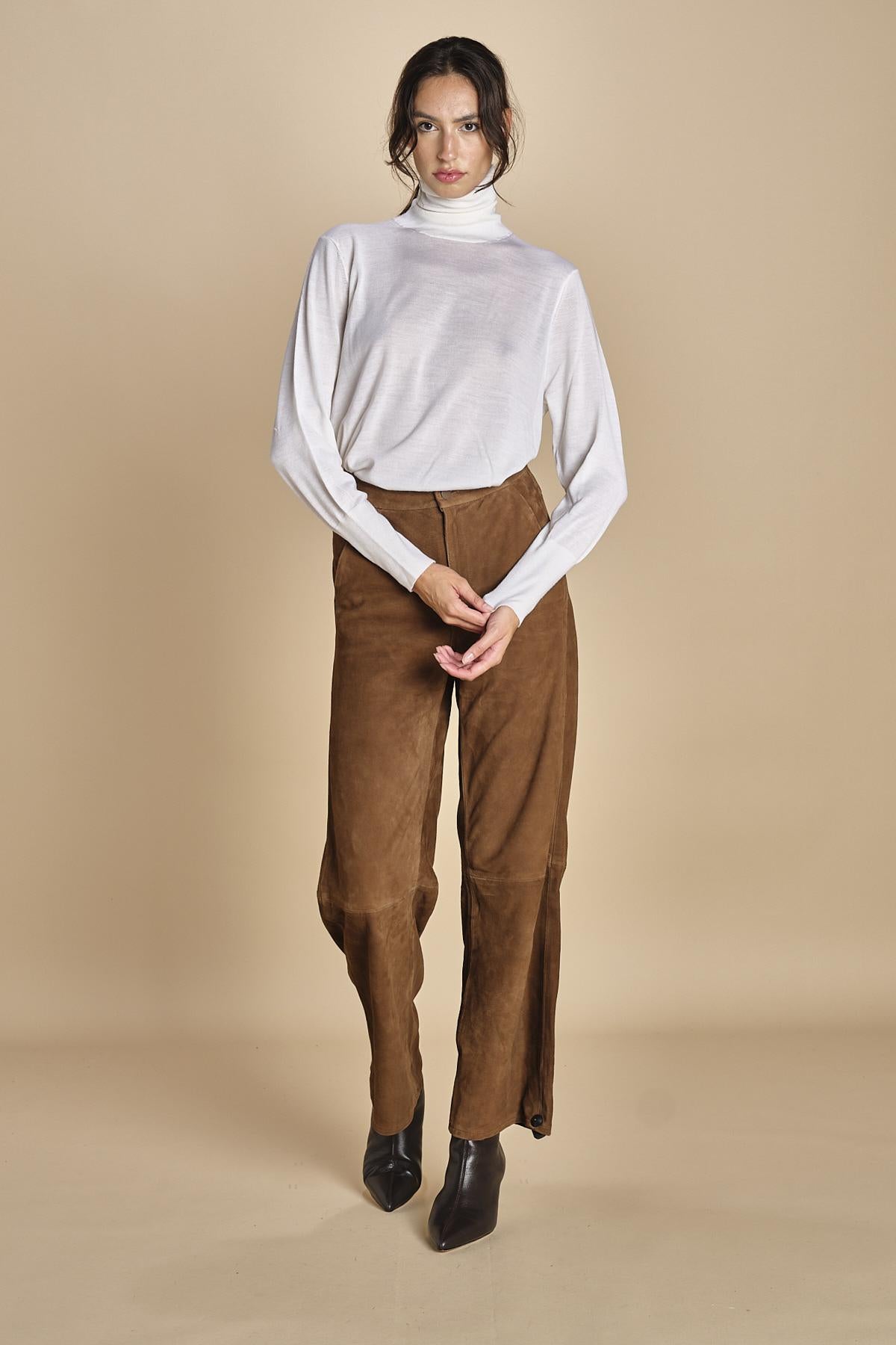 pantalone in camoscio FELISE CARAMEL malina 