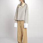 Giubbotto a quadretti reversibile BOMBERTRENCH MJD547_108477 BEIGE BLUE CHECK jejia 